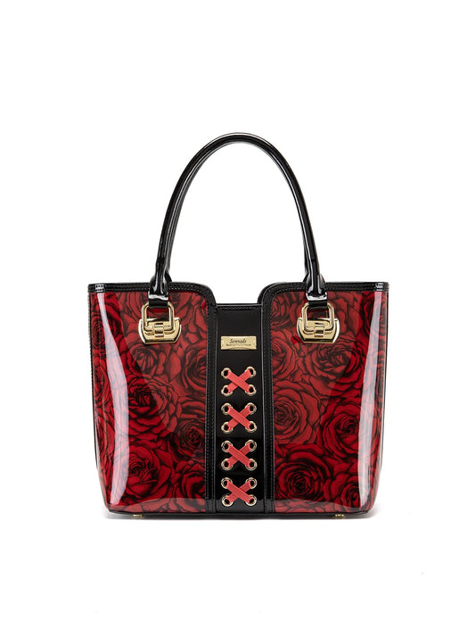 Serenade Leather ROSE BUDS MED GRIP HANDLE LEATHER BAG