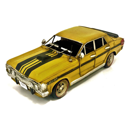 Ford XY GT Metal Car Ornament Yellow and Black 30cm