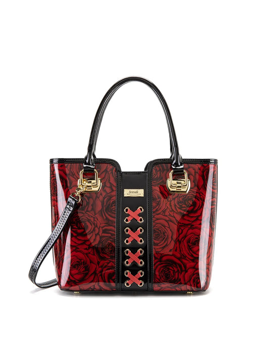 Serenade Leather ROSE BUDS MED GRIP HANDLE LEATHER BAG