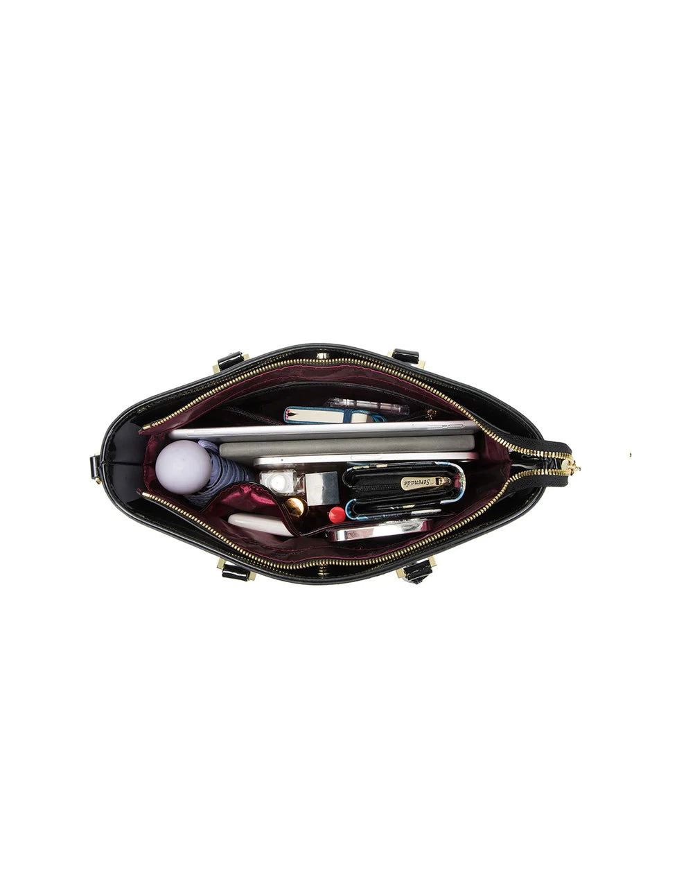Serenade Leather ASPEN PATENT LEATHER GRIP HANDLE BAG