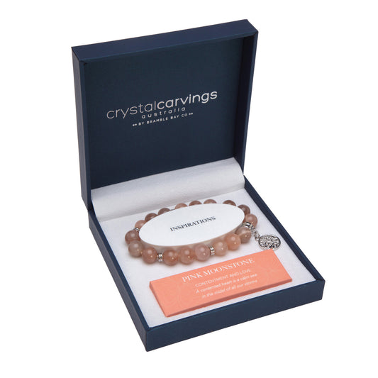 Orange/Pink Moonstone Tree of Life Bracelet