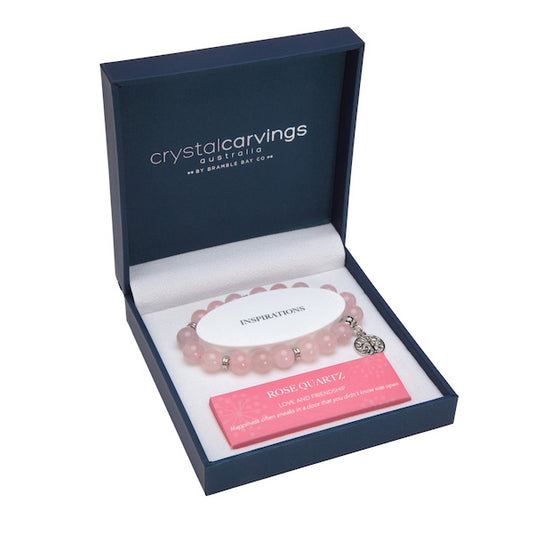 Rose Quartz Tree Of Life Charm Bracelet