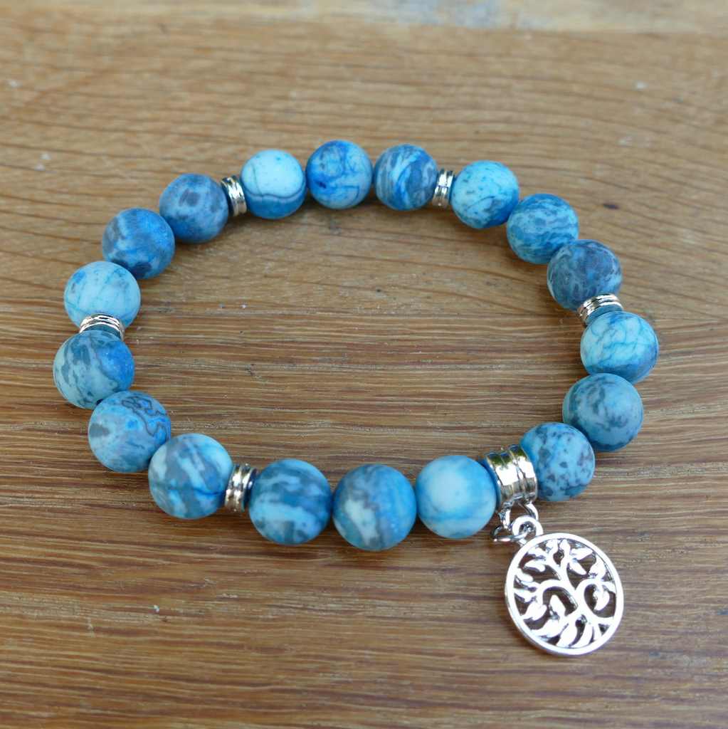 Chrysocolla Tree of Life Charm Bracelet