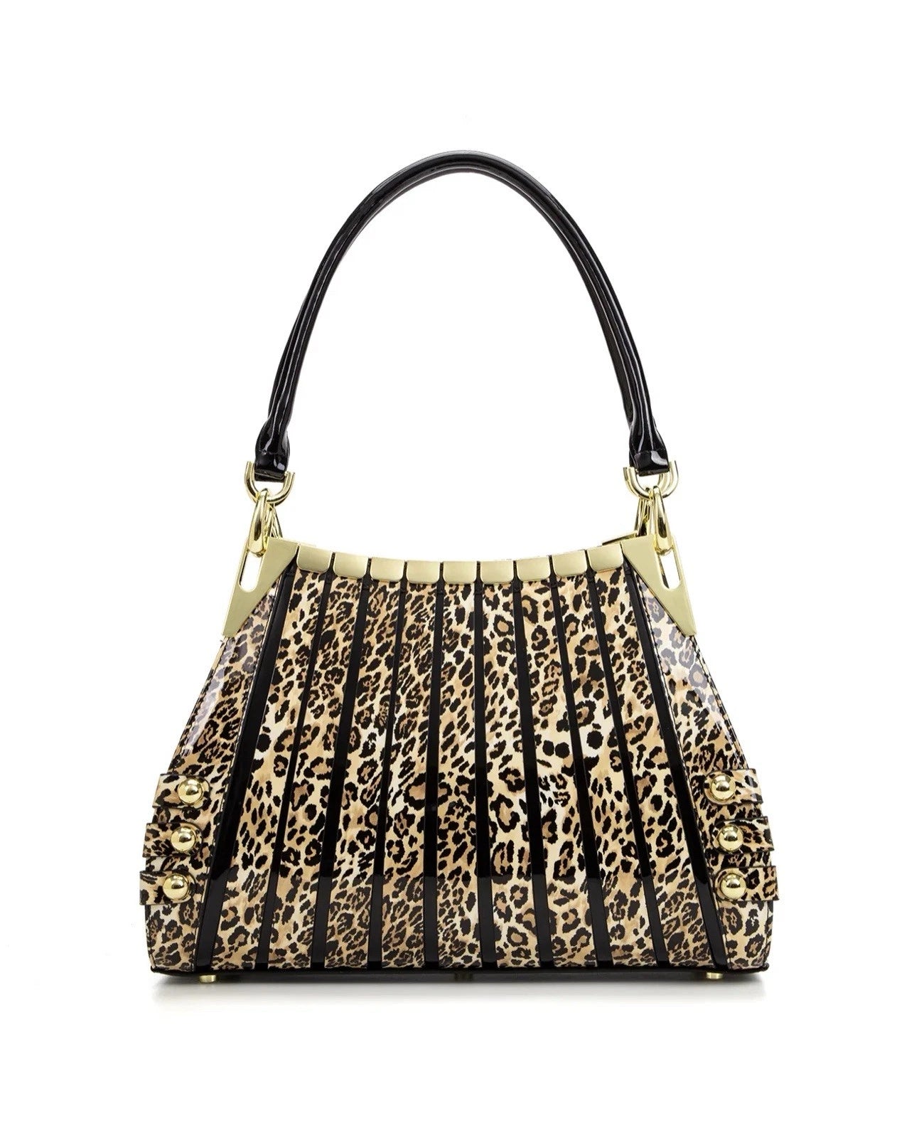 Serenade Leather WILD CAT BROWN BLACK MULTI MONICA PATENT LEATHER BAG
