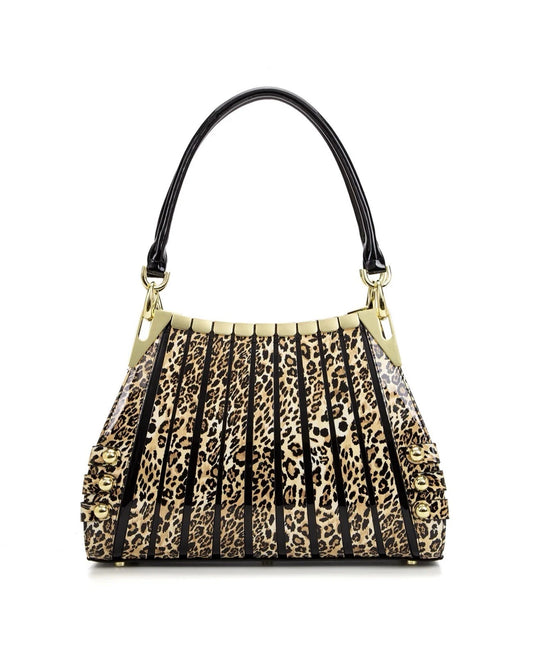 Serenade Leather WILD CAT BROWN BLACK MULTI MONICA PATENT LEATHER BAG