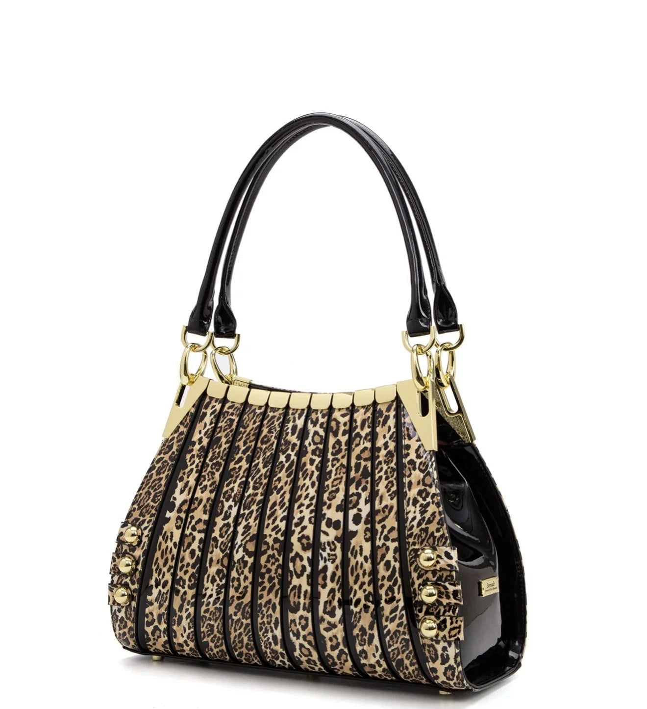 Serenade Leather WILD CAT BROWN BLACK MULTI MONICA PATENT LEATHER BAG