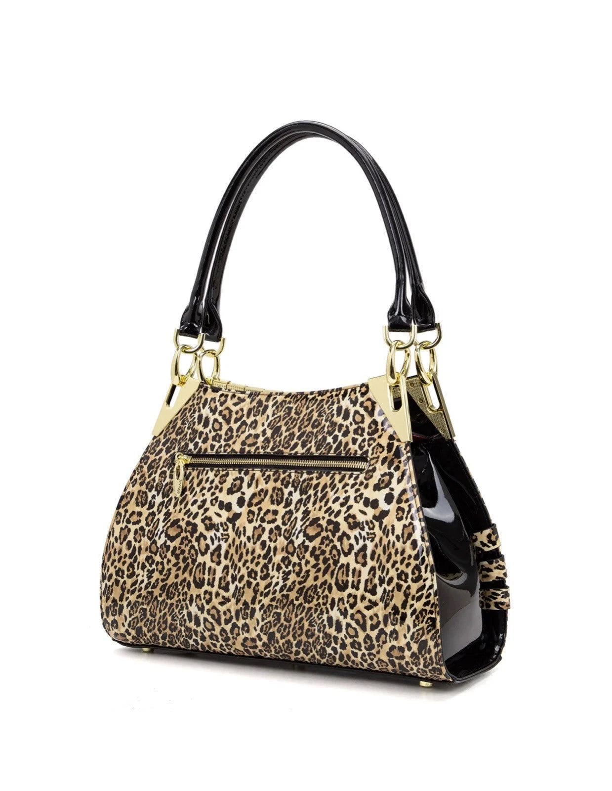 Serenade Leather WILD CAT BROWN BLACK MULTI MONICA PATENT LEATHER BAG