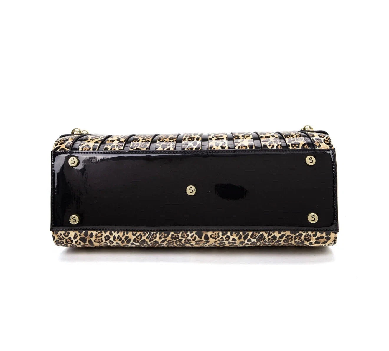 Serenade Leather WILD CAT BROWN BLACK MULTI MONICA PATENT LEATHER BAG