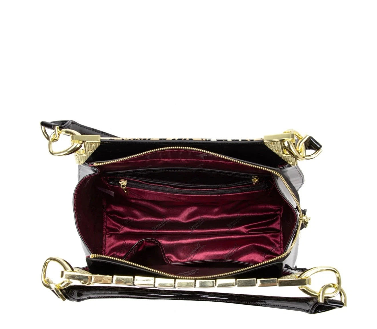 Serenade Leather WILD CAT BROWN BLACK MULTI MONICA PATENT LEATHER BAG